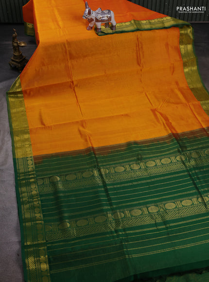 Sunset Orange & Green Gems Of Silk Cotton - Vairaosi