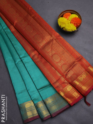 Teal Green & Maroon Gems Of Silk Cotton - Vairaosi