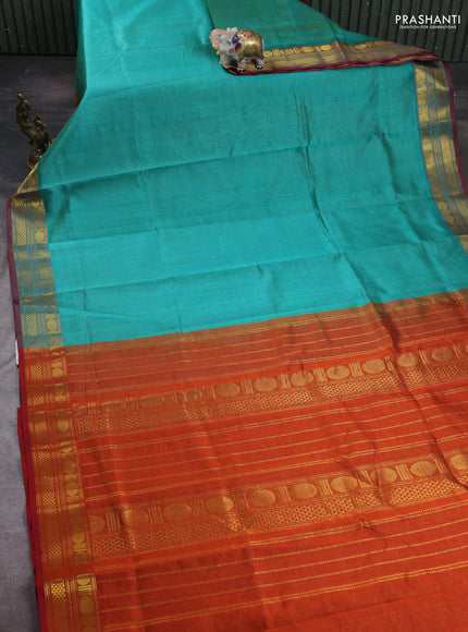 Teal Green & Maroon Gems Of Silk Cotton - Vairaosi