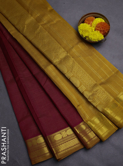 Maroon & Mustard Yellow Gems Of Silk Cotton - Vairaosi