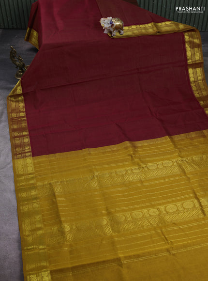 Maroon & Mustard Yellow Gems Of Silk Cotton - Vairaosi