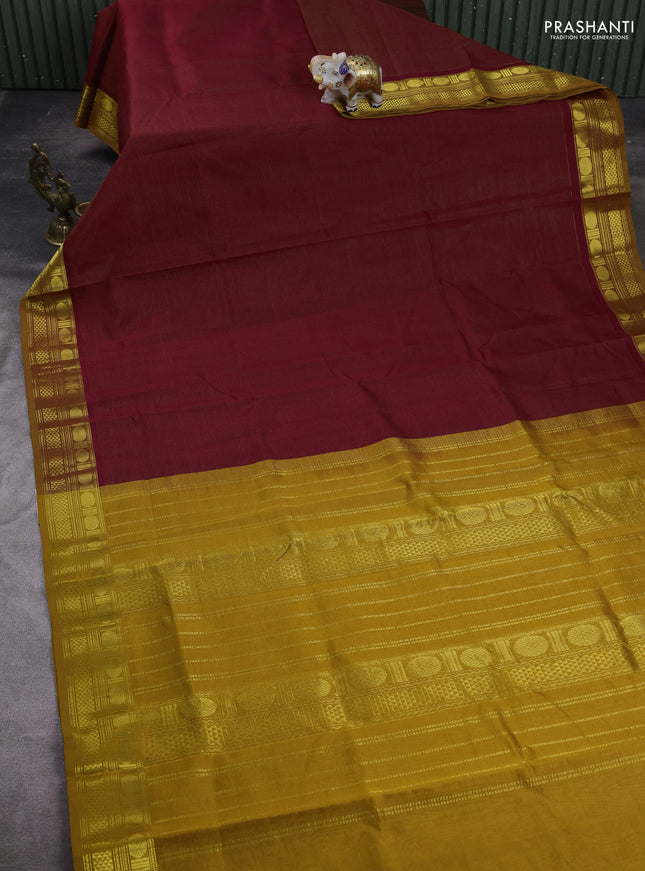 Maroon & Mustard Yellow Gems Of Silk Cotton - Vairaosi