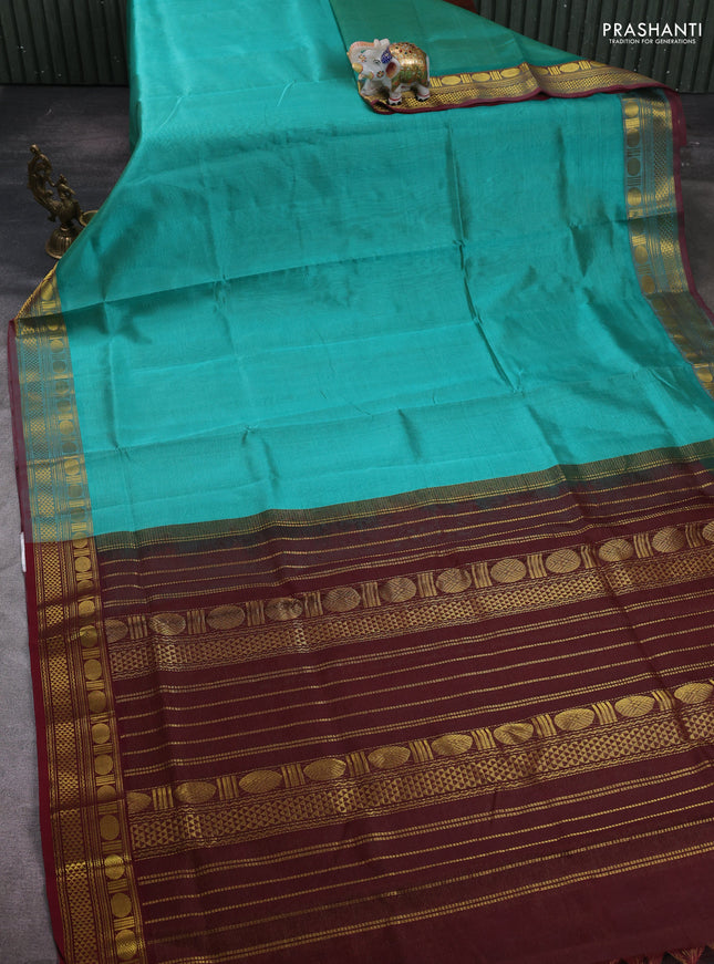 Teal Blue & Maroon Gems Of Silk Cotton - Vairaosi