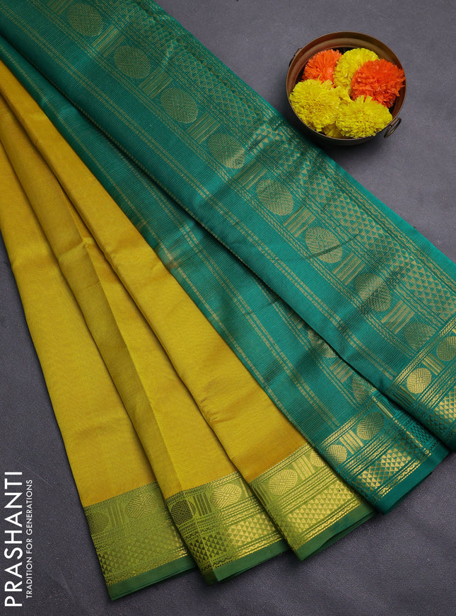 Mustard Green & Green Gems Of Silk Cotton - Vairaosi