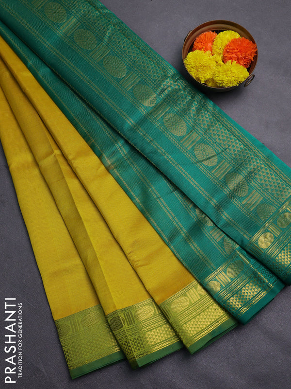 Mustard Green & Green Gems Of Silk Cotton - Vairaosi