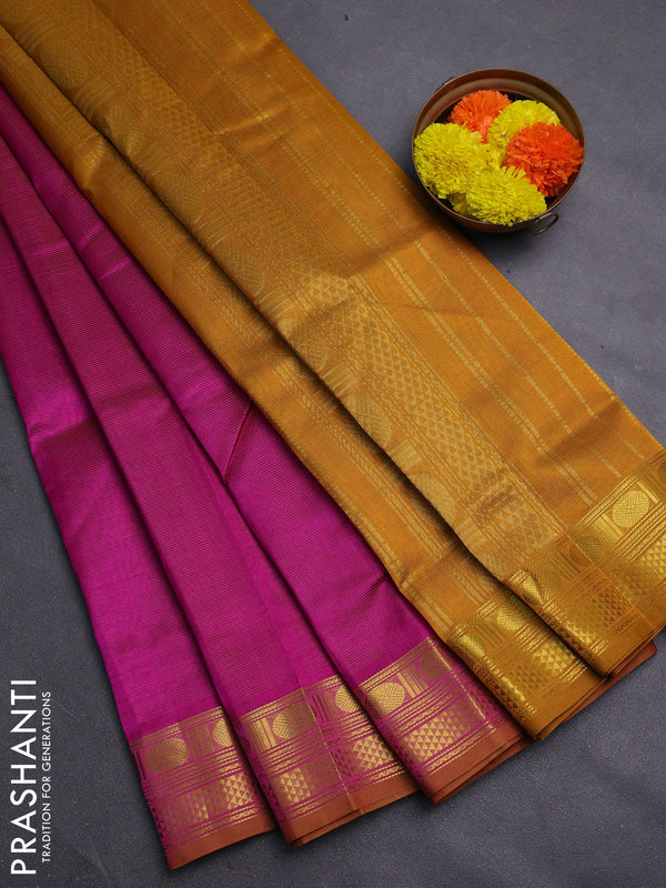 Pink & Mustard Yellow Gems Of Silk Cotton - Vairaosi