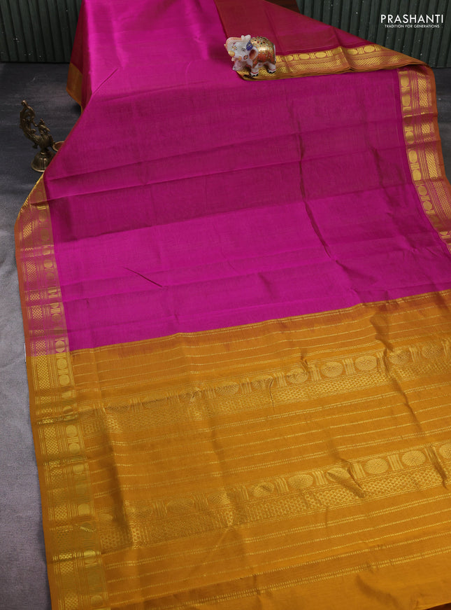 Pink & Mustard Yellow Gems Of Silk Cotton - Vairaosi
