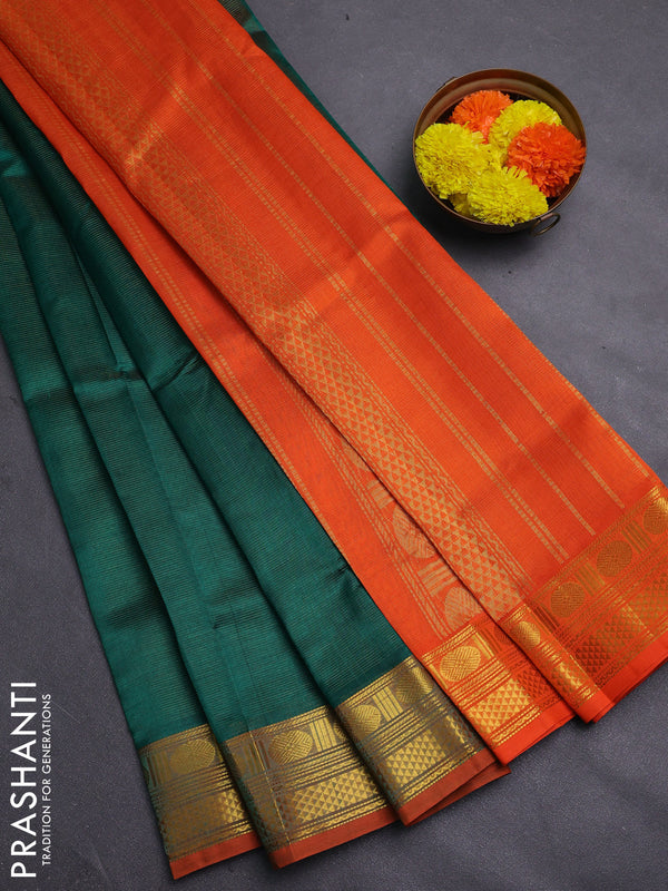 Green & Orange Gems Of Silk Cotton - Vairaosi