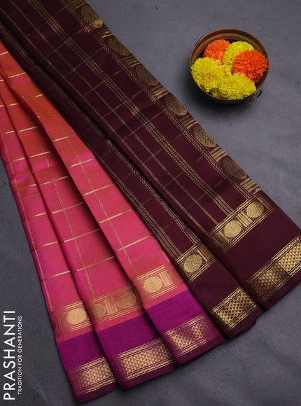 Pink & Magenta Pink Gems Of Silk Cotton - Checks