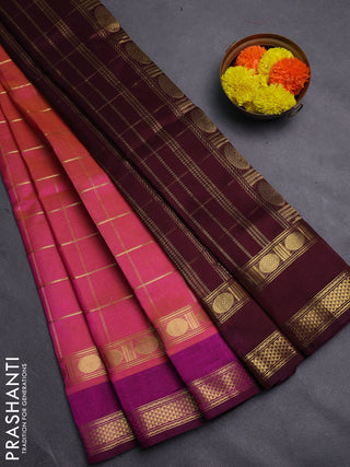 Pink & Magenta Pink Gems Of Silk Cotton - Checks