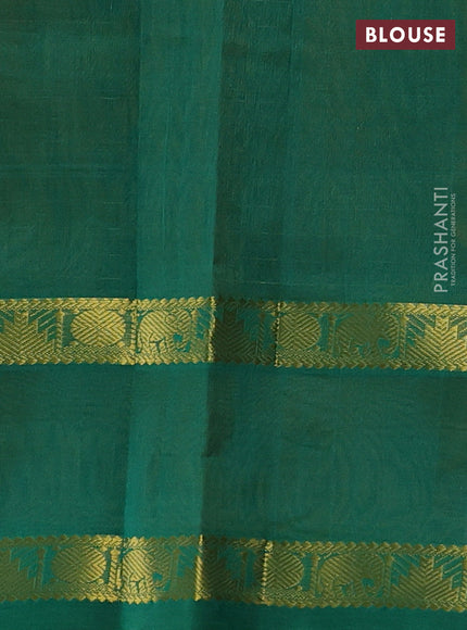 Mustard Yellow & Green Gems Of Silk Cotton - Laksha Deepam