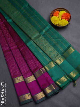 Magenta Pink & Green Gems Of Silk Cotton - Laksha Deepam