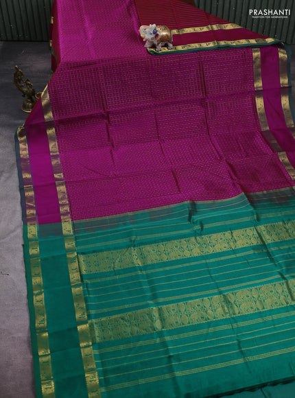 Magenta Pink & Green Gems Of Silk Cotton - Laksha Deepam