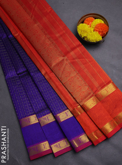 Violet & Red Gems Of Silk Cotton - Laksha Deepam