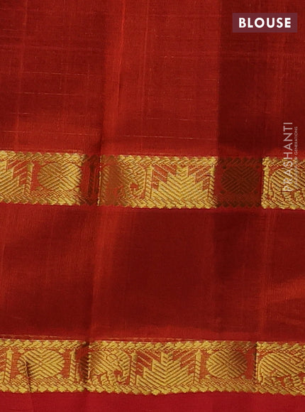 Coffee Brown & Red Gems Of Silk Cotton - Laksha Deepam