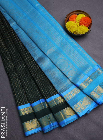 Bottle Green & Cs Blue Gems Of Silk Cotton - Laksha Deepam