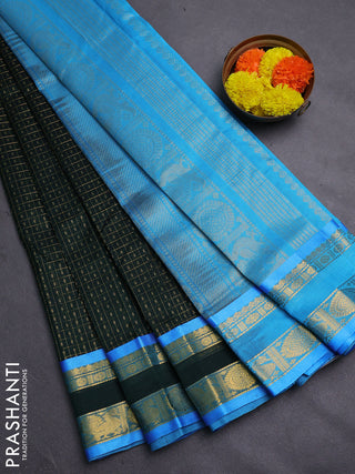 Bottle Green & Cs Blue Gems Of Silk Cotton - Laksha Deepam