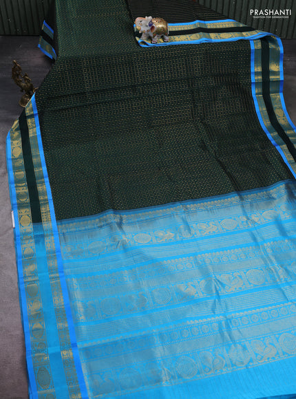 Bottle Green & Cs Blue Gems Of Silk Cotton - Laksha Deepam
