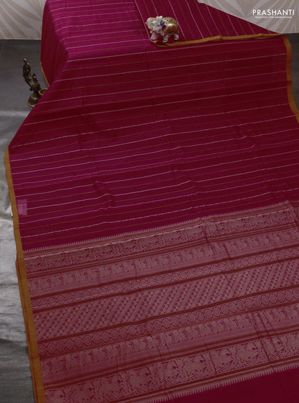 Pink & Mustard Yellow Kanchi Cotton Saree