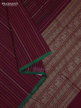 Maroon & Green Kanchi Cotton Saree