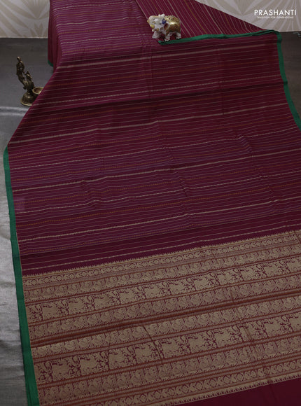 Maroon & Green Kanchi Cotton Saree