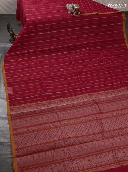 Red & Mustard Yellow Kanchi Cotton Saree