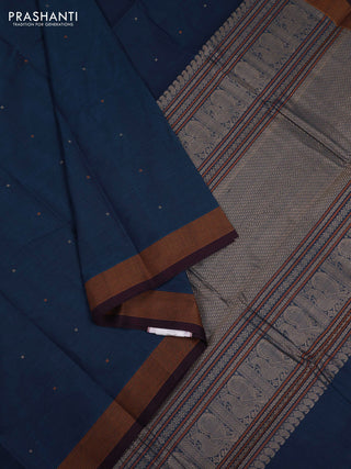 Peacock Blue & Wine Kanchi Cotton - Buttas