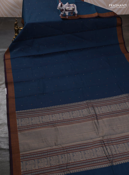 Peacock Blue & Wine Kanchi Cotton - Buttas