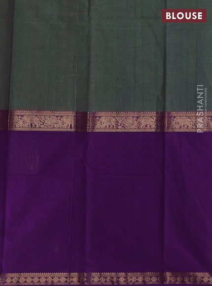 Green & Purple Kanchi Cotton - Checks
