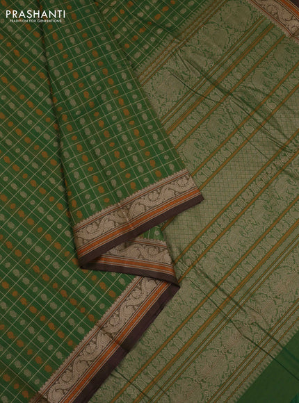 Green Kanchi Cotton - Checks