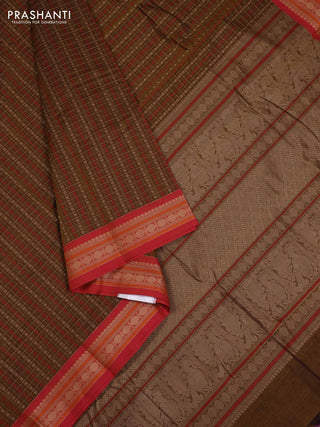 Beige & Red Kanchi Cotton - Checks