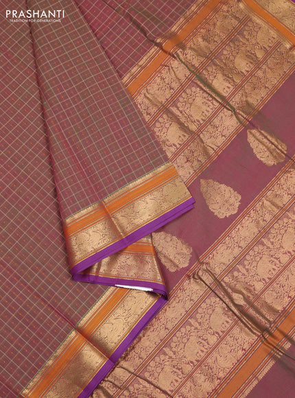 Magenta Pink & Purple Kanchi Cotton - Checks