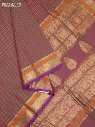 Magenta Pink & Purple Kanchi Cotton - Checks