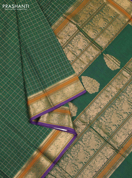 Green & Purple Kanchi Cotton - Checks