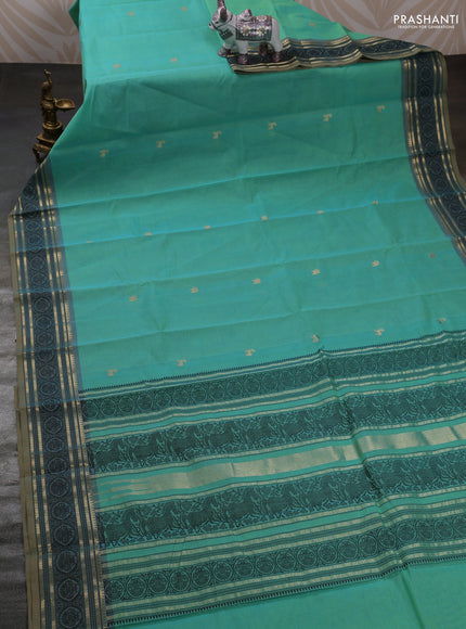 Teal Green Kanchi Cotton - Buttas