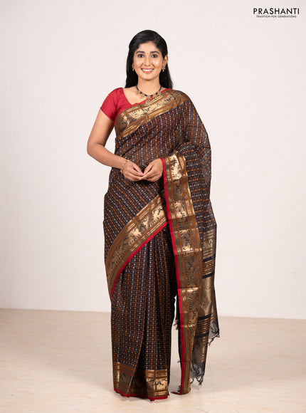Black Kanchi Cotton - Checks