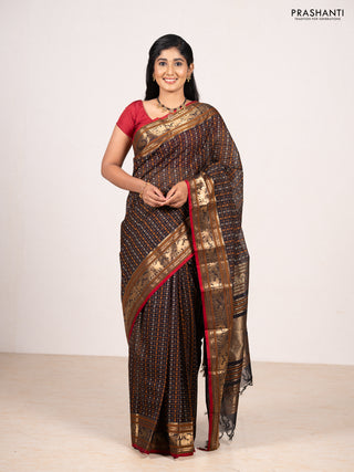 Black Kanchi Cotton - Checks