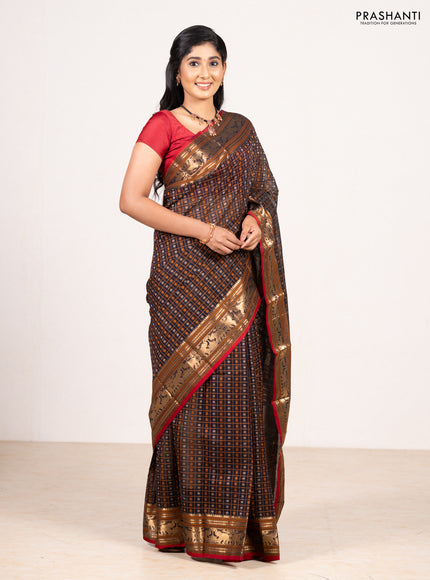 Black Kanchi Cotton - Checks