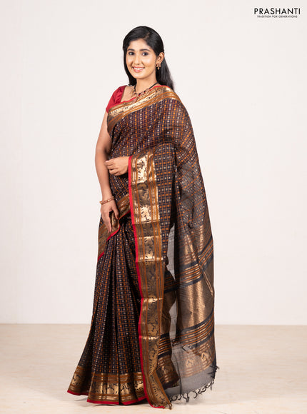 Black Kanchi Cotton - Checks