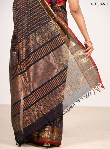 Black Kanchi Cotton - Checks