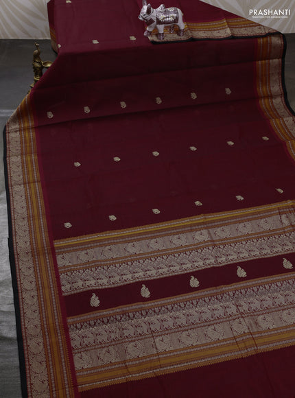 Maroon & Black Kanchi Cotton - Buttas