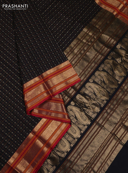 Black Kanchi Cotton - Checks