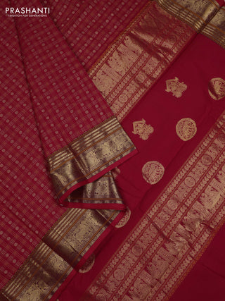 Red Kanchi Cotton - Checks