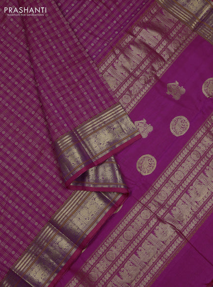 Magenta Pink & Purple Kanchi Cotton - Checks