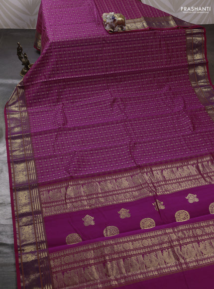 Magenta Pink & Purple Kanchi Cotton - Checks