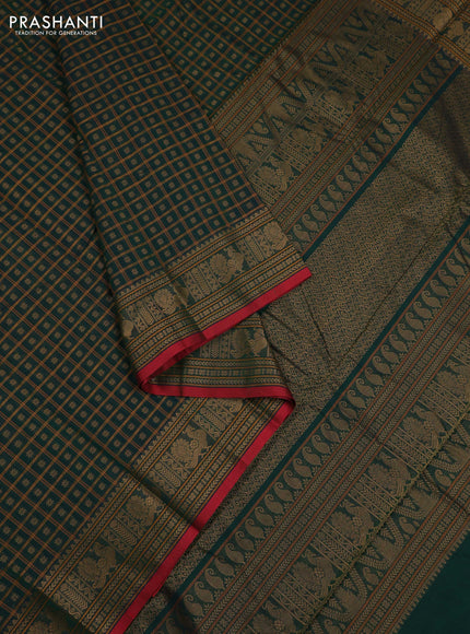 Green Kanchi Cotton - Checks