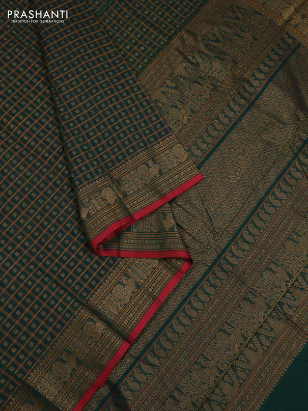 Green Kanchi Cotton - Checks