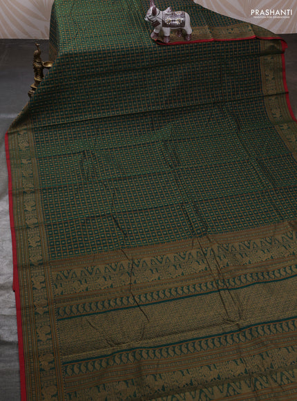 Green Kanchi Cotton - Checks