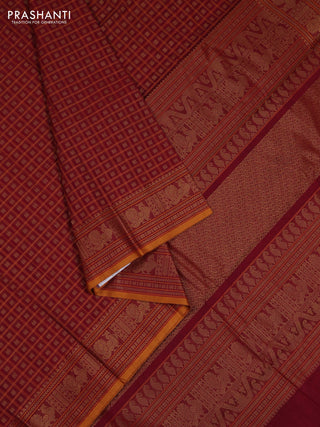 Maroon & Mustard Yellow Kanchi Cotton - Checks