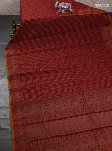 Maroon & Mustard Yellow Kanchi Cotton - Checks